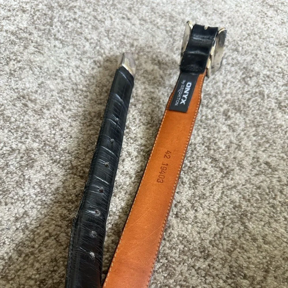 Onyx by Brighton Black Leather Belt 42 (19403)